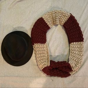 Khaki and maroon mix crochet scarf 🧶